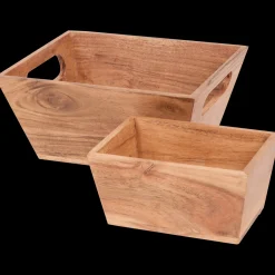 Action Boîtes de rangement en bois d’acacia* Accessoires Pour La Maison