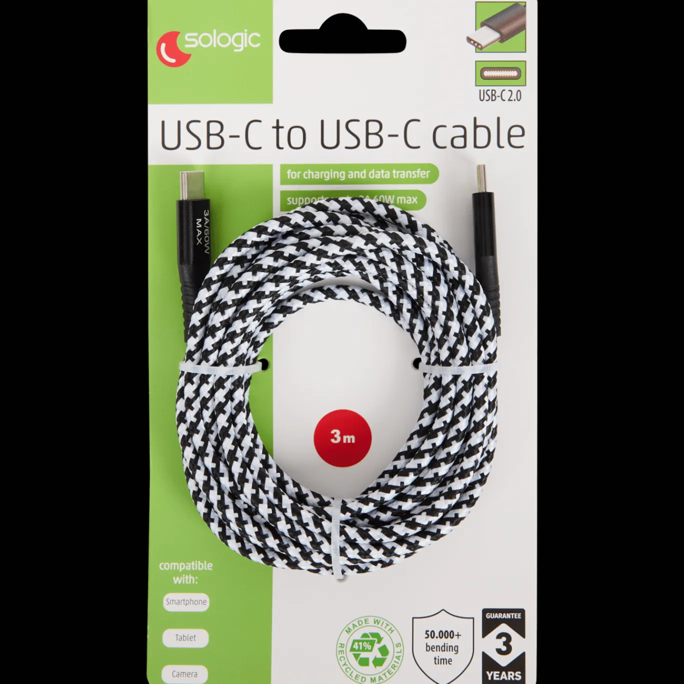 Action Câble de charge et de données Sologic USB-C à USB-C* Câbles Et Répartiteur