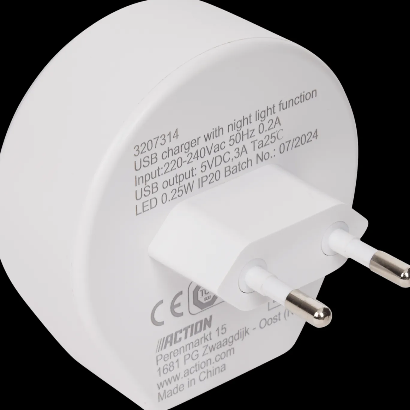 Action Chargeur USB-C avec veilleuse* Éclairage