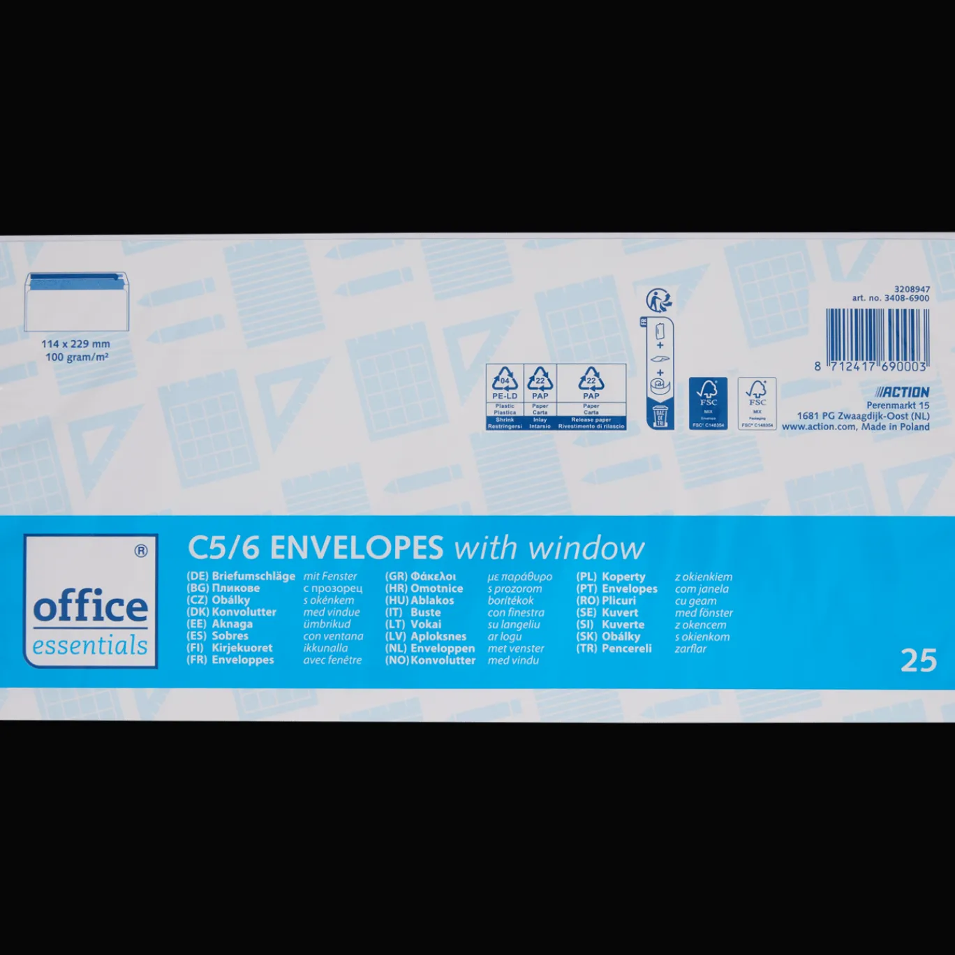 Office Essentials Enveloppes avec fenêtre C5/6* Cartes