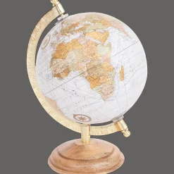 Action Globe terrestre sur un socle en manguier* Accessoires Pour La Maison