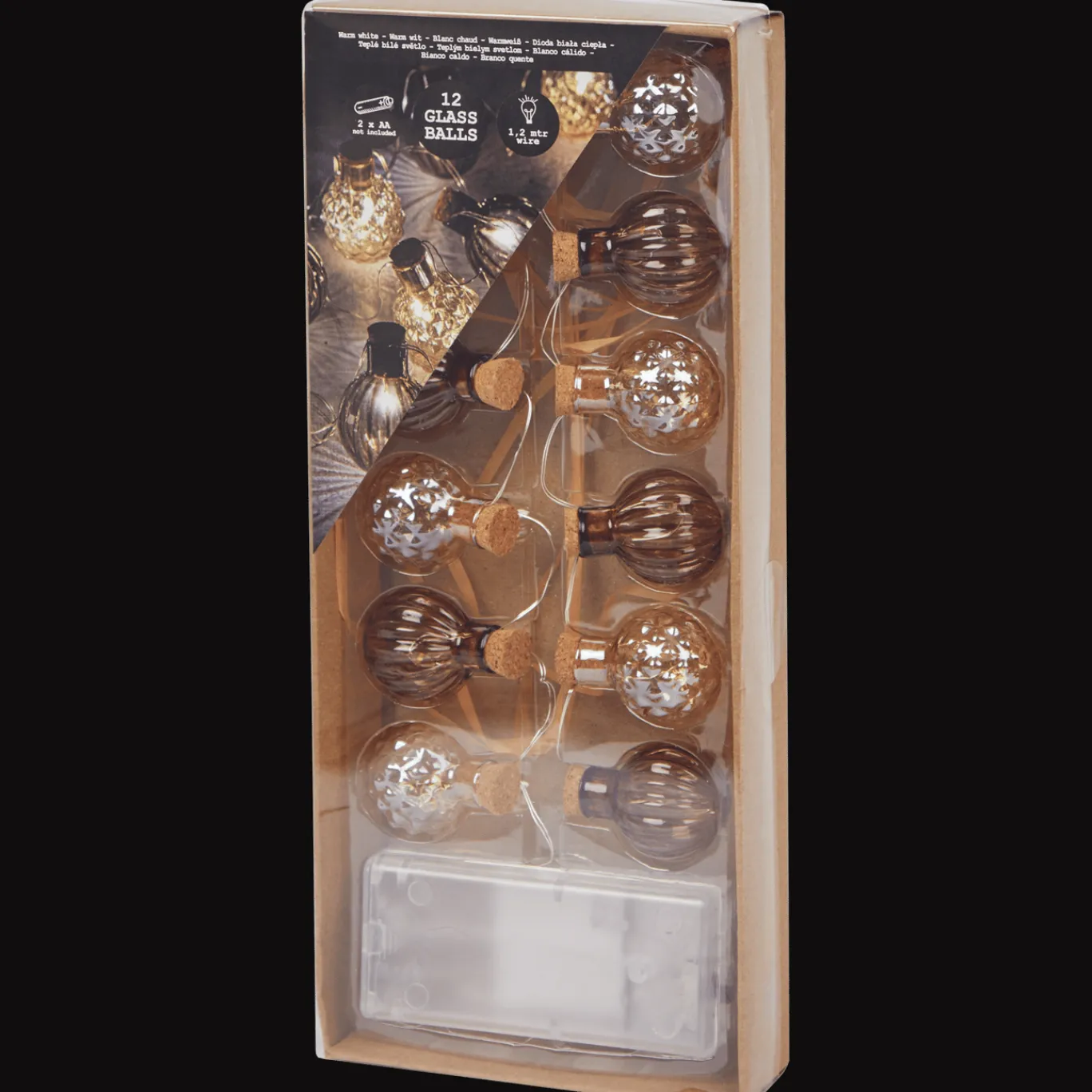 Action Guirlande lumineuse avec boules en verre* Décoration Saisonnière