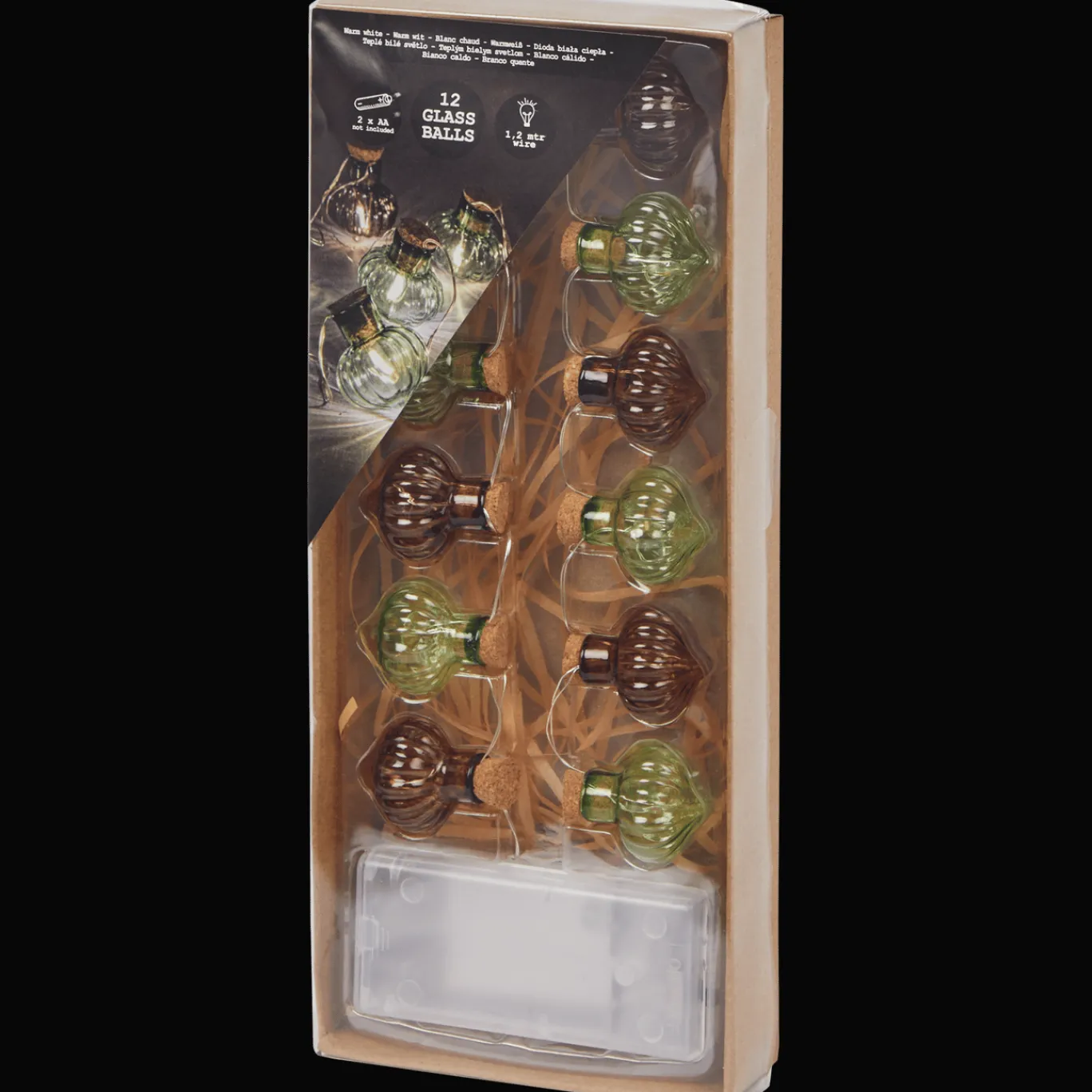 Action Guirlande lumineuse avec boules en verre* Décoration Saisonnière