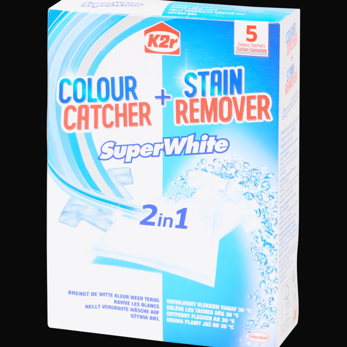 K2r Lingettes pour linge blanc Super White 2-en-1* Produits De Lessive Et Vaisselle