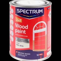 Spectrum Peinture laque satinée pour bois 2-en-1 RAL 9010* Peinture