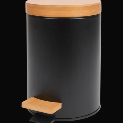 Action Poubelle à pédale avec couvercle en bambou* Poubelles