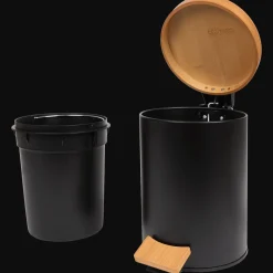 Action Poubelle à pédale avec couvercle en bambou* Poubelles